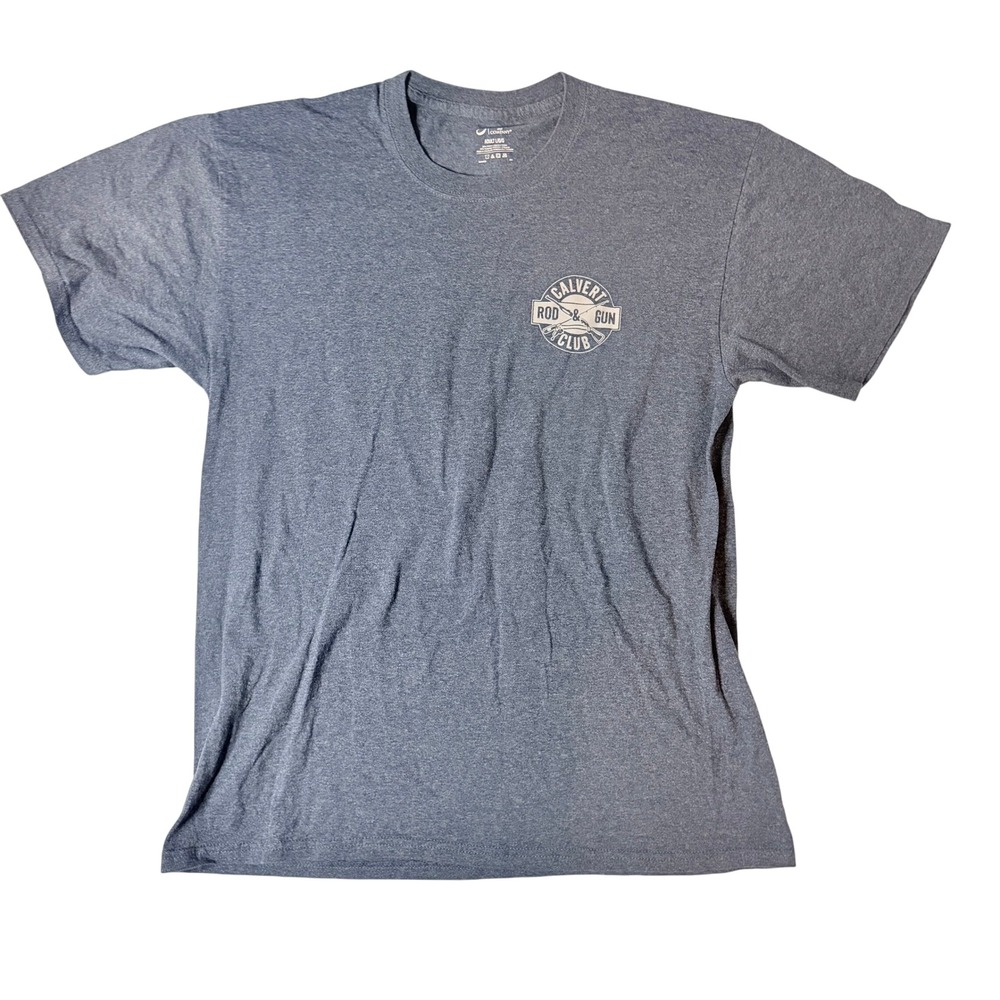 Calvert rod & gun club Mens Large T‎ Shirt Gray Short Sleeve Graphic Tee